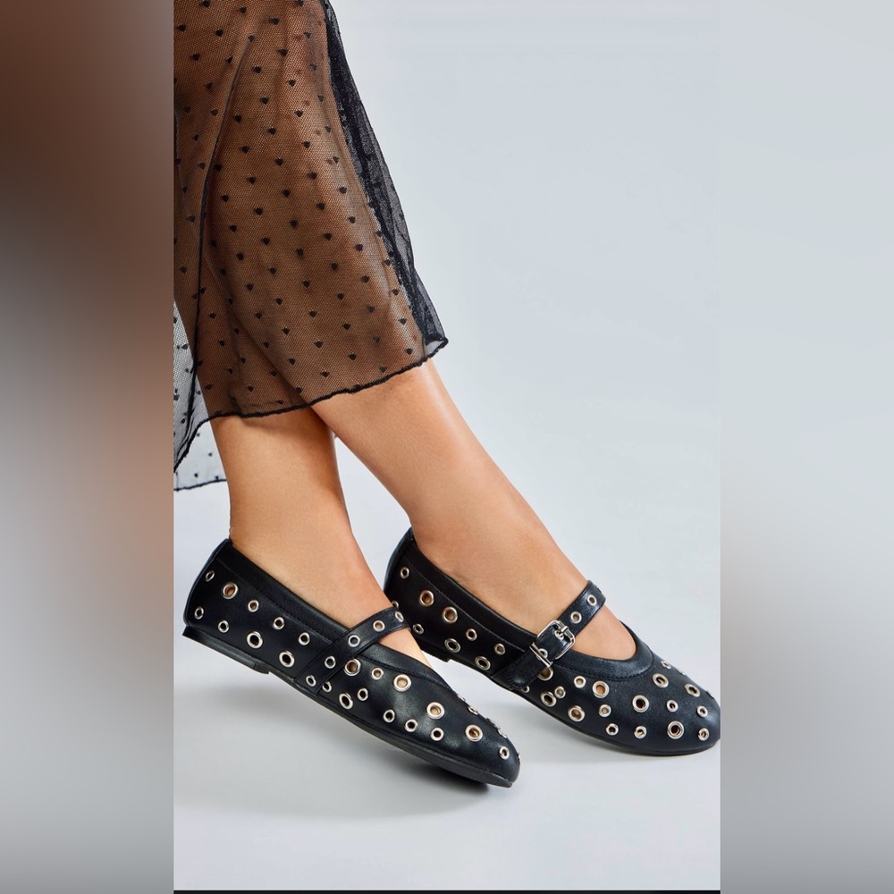 Black Studded Flats
